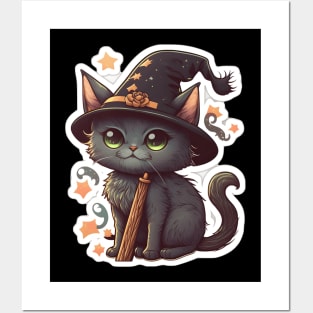 Cute little witchy cat Posters and Art